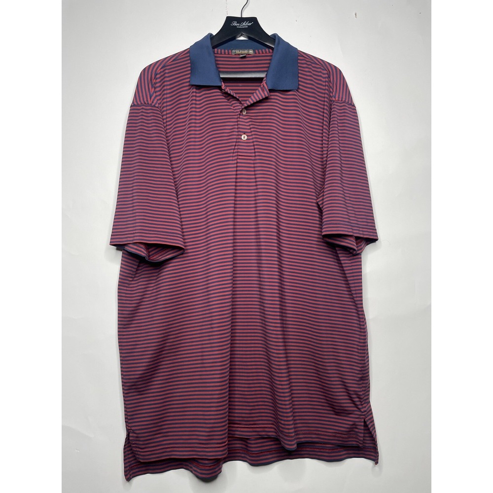 Peter Millar Summer Comfort‎ Polo Shirt Size XL Red Blue Striped Golf